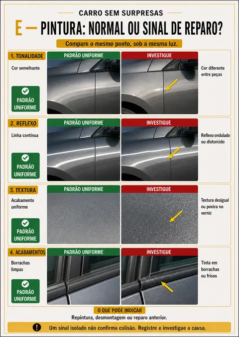 Página do manual — pintura, comparação padrão x investigue