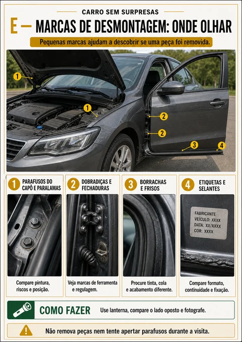 Página do manual — onde procurar marcas de desmontagem